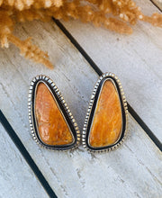 Load image into Gallery viewer, Handmade Sterling Silver &amp; Orange Spiny Oyster Post Earrings
