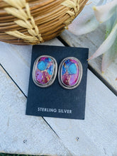 Load image into Gallery viewer, Navajo Pink Dream Mohave &amp; Sterling Silver Post Earrings By Wydell Billie