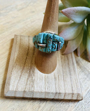 Load image into Gallery viewer, Navajo Turquoise &amp; Sterling Silver High Rise Inlay Ring