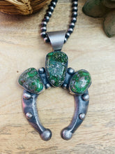 Load image into Gallery viewer, Navajo Sterling Silver &amp; Sonoran Gold Turquoise Naja Pendant By Chimney Butte