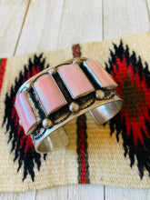 Load image into Gallery viewer, Navajo Queen Pink Conch Shell &amp; Sterling Silver Cuff Bracelet Signed