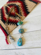 Load image into Gallery viewer, Navajo Sterling Silver &amp; Three Stone Kingman Turquoise Lariat Necklace