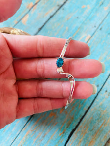 Navajo Sterling Silver Twist & Kingman Turquoise Stacker Cuff Bracelet