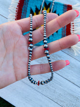 Load image into Gallery viewer, Navajo Coral &amp; Sterling Silver Pearl Beaded 24 Inch Necklace