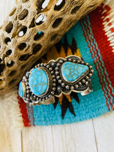 Load image into Gallery viewer, Navajo Kingman Web Turquoise &amp; Sterling Silver Cuff Bracelet By Happy Piasso