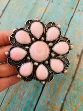 Load image into Gallery viewer, Navajo Queen Pink Conch Shell &amp; Sterling Silver Cluster Cuff Bracelet Signed