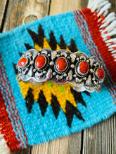 Load image into Gallery viewer, Navajo Coral &amp; Sterling Silver Cuff Bracelet By Marcella James