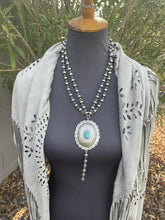 Load image into Gallery viewer, Navajo Sonoran Mountain Turquoise &amp; Sterling Silver Signed Concho Necklace