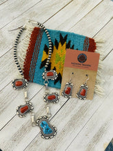 Load image into Gallery viewer, Navajo Sterling Silver &amp; Kingman Turquoise Necklace &amp; Earring Set By Tom Lewis