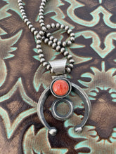 Load image into Gallery viewer, Navajo Chimney Butte Orange Spiny &amp; Sterling Silver Circle Naja Pendant Signed
