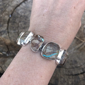 Navajo Vintage Turquoise Sterling Silver Link Bracelet