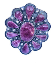 Load image into Gallery viewer, Stunning Navajo Sterling Silver &amp; Purple Spiny Cluster Cuff Bracelet Signed