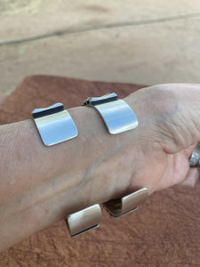 Leander Tahe Hand Stamped Sterling Navajo Bracelet Signed