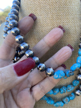 Load image into Gallery viewer, 10mm Sterling Silver Pearls with Natural Kingman Turquoise