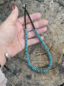 Navajo Turquoise & Black Heishi Beaded 16 Inch Necklace