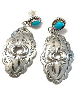 Navajo Sterling Silver Turquoise Dangle Earrings