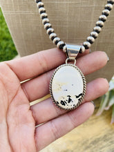 Load image into Gallery viewer, Vintage Navajo White Buffalo &amp; Sterling Silver Beaded Necklace Signed
