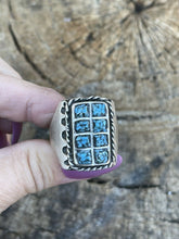 Load image into Gallery viewer, Navajo Unisex Turquoise Sterling Silver Statement Ring Sz 10.5