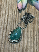 Load image into Gallery viewer, Navajo Sterling Silver And Morenci Turquoise Stone Southwest Necklace Signed