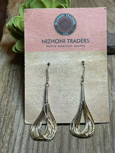 Load image into Gallery viewer, Navajo Delicate Sterling Liquid Silver Two Tone Dangle Earrings