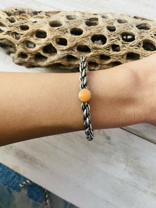 Navajo Sterling Cuff & Orange Spiny Twisted Cuff Bracelet