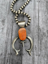 Load image into Gallery viewer, Navajo Chimney Butte Orange Spiny &amp; Sterling Silver Naja Pendant Signed