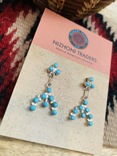 Load image into Gallery viewer, Zuni Sterling Silver &amp; Turquoise Petit Point Dangle Earrings