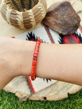 Load image into Gallery viewer, Navajo Apple Coral &amp; Sterling Silver Beaded Bracelet