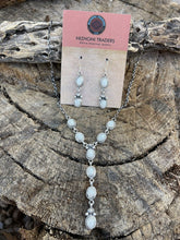 Load image into Gallery viewer, Navajo Sterling Silver &amp;  White Sparkle Opal Lariat Necklace &amp; Earring Set