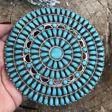 Load image into Gallery viewer, Navajo Jumbo Sterling Silver &amp; Turquoise Cluster Pendant/pin Signed