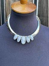 Load image into Gallery viewer, Navajo Sterling Silver &amp; White Buffalo 5 Stone Choker Necklace Signed