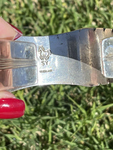 Vintage Navajo Sterling Silver Sleek Lined Bracelet Cuff Signed