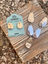 Load image into Gallery viewer, Ribbon Turquoise And Sterling Silver Necklace And Earring Set Stamped And Signed