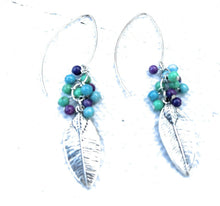 Load image into Gallery viewer, Navajo Sterling Silver &amp; Multi Stone Leaf Dangle Earrings