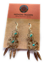 Load image into Gallery viewer, Feather Turquoise Sterling Silver Dangles