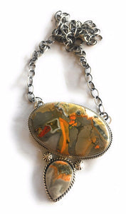 Navajo Bumble Bee Jasper & Sterling Necklace Signed  By Artist