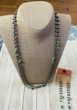 Load image into Gallery viewer, Navajo Sonoran Gold Turquoise &amp; Sterling Silver Pearl Beaded Necklace Set