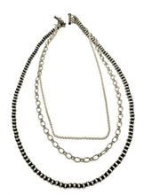 Load image into Gallery viewer, Navajo 3 Strand Sterling Silver Navajo Pearl &amp; Chain  Necklace 16-20 Inches