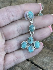 Beautiful Navajo Sterling Silver Royston Turquoise Dangle Earrings