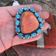 Load image into Gallery viewer, Navajo Cluster Turquoise Spiny Oyster Sterling Silver Ring Sz  8