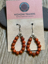 Load image into Gallery viewer, Navajo Sterling Silver Apple Coral 11 Beaded Dangle Earrings