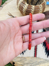 Load image into Gallery viewer, Navajo Apple Coral &amp; Sterling Silver Beaded Bracelet