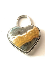 Load image into Gallery viewer, Navajo Bumble Bee Jasper &amp; Sterling Silver Heart Pendant Signed