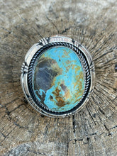Load image into Gallery viewer, Navajo Sterling Silver Turquoise Shadow Box Ring Sz 8.5