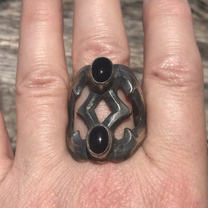 Navajo Sterling Silver Black Onyx Ring Sz 10