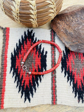Load image into Gallery viewer, Navajo Apple Coral &amp; Sterling Silver Beaded Bracelet