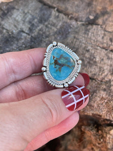 Navajo Royston Turquoise & Sterling Silver Southwest Styling Ring Size 7
