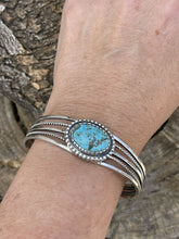 Load image into Gallery viewer, Sterling Silver Kingman Turquoise Stacker Cuff Bracelet