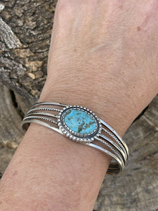 Sterling Silver Kingman Turquoise Stacker Cuff Bracelet