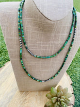 Load image into Gallery viewer, Navajo Turquoise &amp; Sterling Silver Beaded 40 Inch Necklace